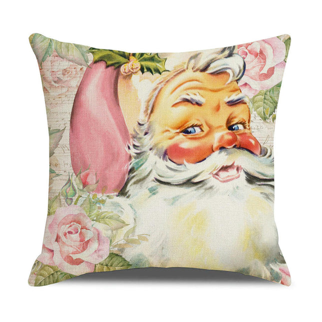 Pink Christmas Throw Pillow Covers Santa Claus Decorative Pillows Covers for Couch Home Decor-A