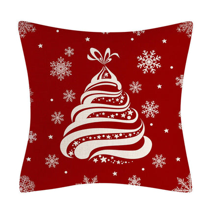 Red Christmas Linen Throw Pillow Cover Christmas Decorations Pillow Covers for Sofa Bed and Car