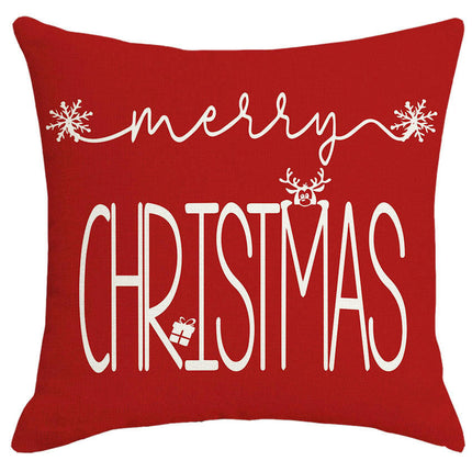 Red Christmas Linen Throw Pillow Cover Christmas Decorations Pillow Covers for Sofa Bed and Car-A