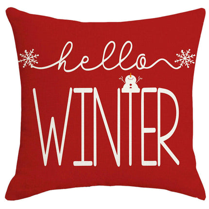 Red Christmas Linen Throw Pillow Cover Christmas Decorations Pillow Covers for Sofa Bed and Car-A