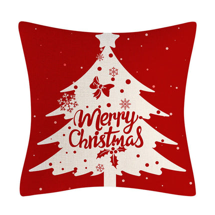 Red Christmas Linen Throw Pillow Cover Christmas Decorations Pillow Covers for Sofa Bed and Car-B