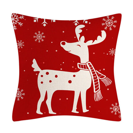 Red Christmas Linen Throw Pillow Cover Christmas Decorations Pillow Covers for Sofa Bed and Car-B