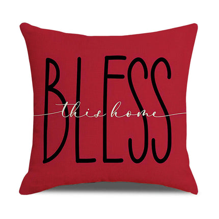 Red Christmas Linen Throw Pillow Cover Christmas  Car Decorations Pillow Covers for Sofa Bed