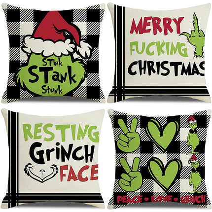 Green Christmas Pillow Covers Winter Holiday Throw Pillows Cover Christmas Decor for Couch Home Décor-B