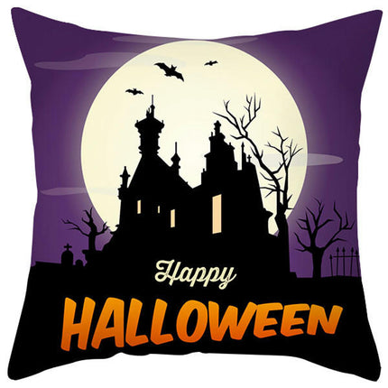 Halloween Pillow Case Throw Pillow Cover Happy Halloween Linen Sofa Bed Throw Cushion Cover Decoration