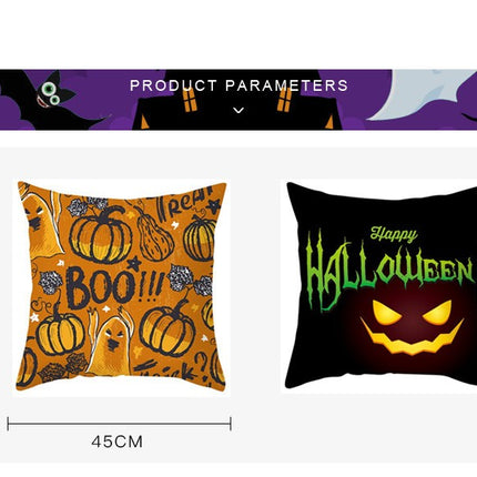 Halloween Pillow Case Throw Pillow Cover Happy Halloween Linen Sofa Bed Throw Cushion Cover Decoration