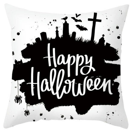 Halloween Pillow Case Throw Pillow Cover Happy Halloween Linen Sofa Bed Throw Cushion Cover Decoration