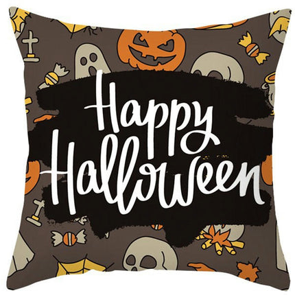 Halloween Pillow Case Throw Pillow Cover Happy Halloween Linen Sofa Bed Throw Cushion Cover Decoration