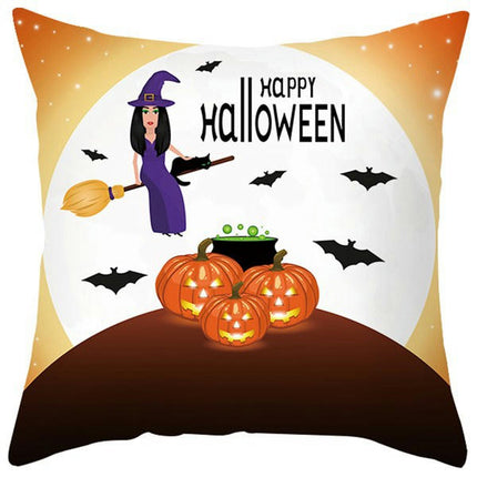 Halloween Pillow Case Throw Pillow Cover Happy Halloween Linen Sofa Bed Throw Cushion Cover Decoration