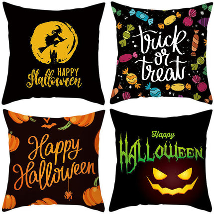 Halloween Pillow Case Throw Pillow Cover Happy Halloween Linen Sofa Bed Throw Cushion Cover Decoration