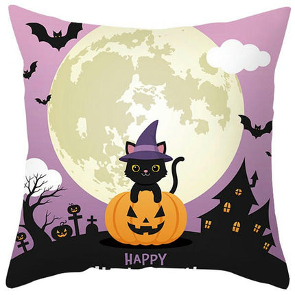 Halloween Pillow Case Throw Pillow Cover Happy Halloween Linen Sofa Bed Throw Cushion Cover Decoration