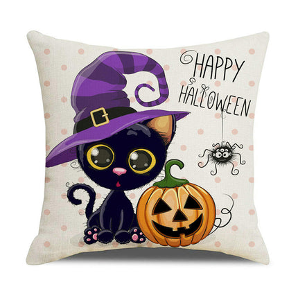 Halloween Pillow Cover Pumpkin Pillow Case Linen Throw Cushion Cover for Home Office Sofa Decoration