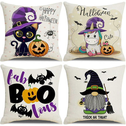 Halloween Pillow Cover Pumpkin Pillow Case Linen Throw Cushion Cover for Home Office Sofa Decoration