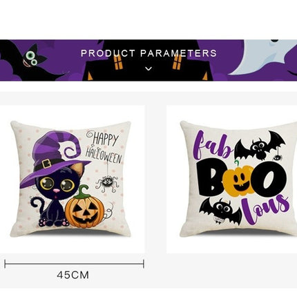 Halloween Pillow Cover Pumpkin Pillow Case Linen Throw Cushion Cover for Home Office Sofa Decoration