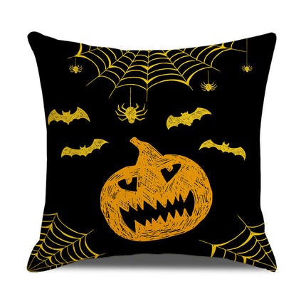 Halloween Pillow Case,Orange and Black Pillow Cover Halloween Linen Sofa Bed Throw Cushion Cover Decoration-B