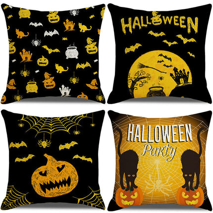 Halloween Pillow Case,Orange and Black Pillow Cover Halloween Linen Sofa Bed Throw Cushion Cover Decoration-B