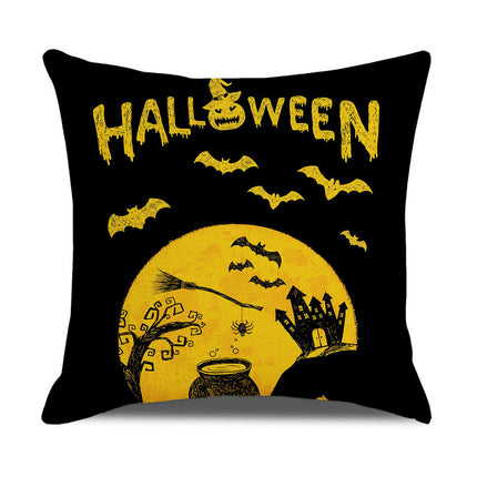 Halloween Pillow Case,Orange and Black Pillow Cover Halloween Linen Sofa Bed Throw Cushion Cover Decoration-B