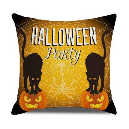 Halloween Pillow Case,Orange and Black Pillow Cover Halloween Linen Sofa Bed Throw Cushion Cover Decoration-B