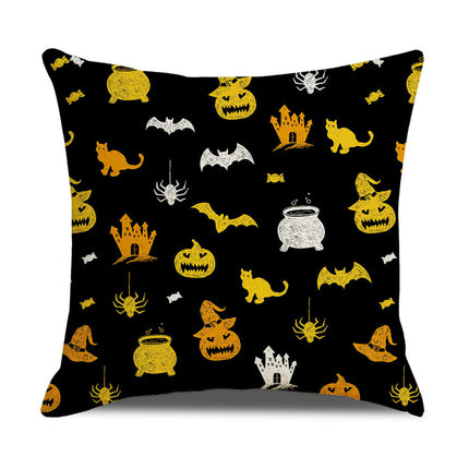 Halloween Pillow Case,Orange and Black Pillow Cover Halloween Linen Sofa Bed Throw Cushion Cover Decoration-B