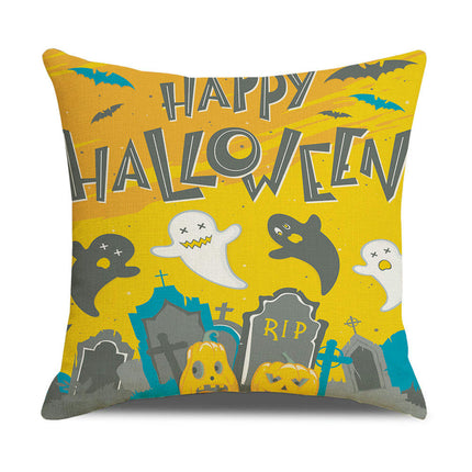 Halloween Sofa Bed Decoration Pillow Case, Orange Pumpkin Pillow Cover Halloween Throw Cushion Cover