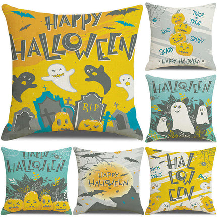 Halloween Sofa Bed Decoration Pillow Case, Orange Pumpkin Pillow Cover Halloween Throw Cushion Cover