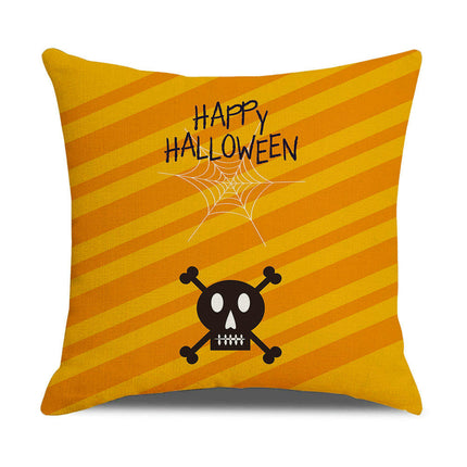 Halloween Pillow Covers Square Throw Pillows Cover Happy Halloween Cushion Covers Linen Pillow Cases-C