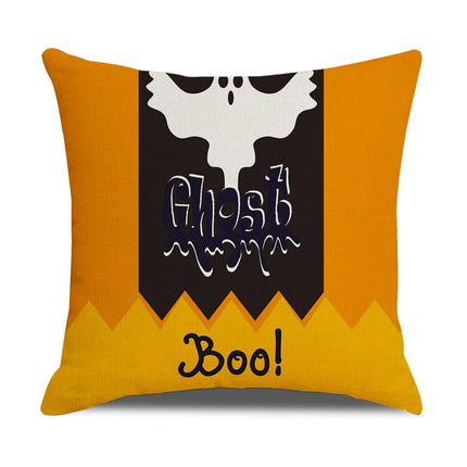 Halloween Pillow Covers Square Throw Pillows Cover Happy Halloween Cushion Covers Linen Pillow Cases-C