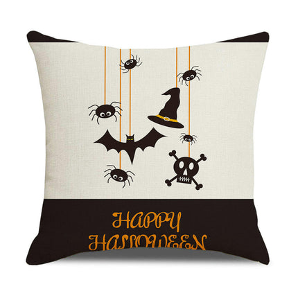 Halloween Pillow Covers Square Throw Pillows Cover Happy Halloween Cushion Covers Linen Pillow Cases-C