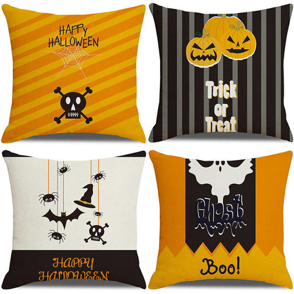 Halloween Pillow Covers Square Throw Pillows Cover Happy Halloween Cushion Covers Linen Pillow Cases-C