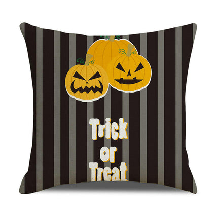 Halloween Pillow Covers Square Throw Pillows Cover Happy Halloween Cushion Covers Linen Pillow Cases-C