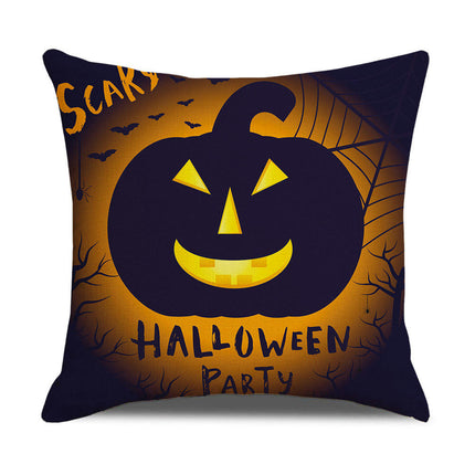 Happy Halloween Throw Pillow Covers Cotton Linen Decorative Cushion Cover Cases with Cat Pumpkin