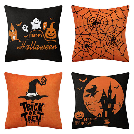 Halloween Pillow Case Spider Web Pillow Cover Halloween Throw Cushion Cover Decoration for Home