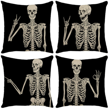 Halloween Pillow Covers Funny Skull Throw Pillow Covers Halloween Home Decor Cushion Covers for Sofa Bedroom-A