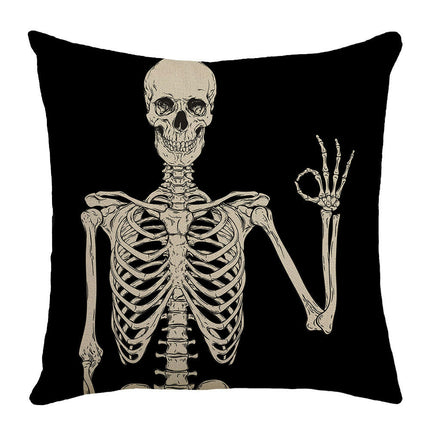 Halloween Pillow Covers Funny Skull Throw Pillow Covers Halloween Home Decor Cushion Covers for Sofa Bedroom-A