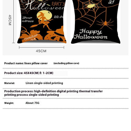 Halloween Pillow Covers Throw Pillows Cover Decor Happy Halloween Square Cushion Covers for Home