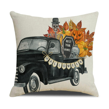 Halloween Truck Throw Pillow Covers Pumpkin Halloween Decor Pillows Cases Pillow Cases for Home-A