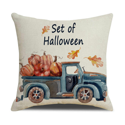 Halloween Truck Throw Pillow Covers Pumpkin Halloween Decor Pillows Cases Pillow Cases for Home-B