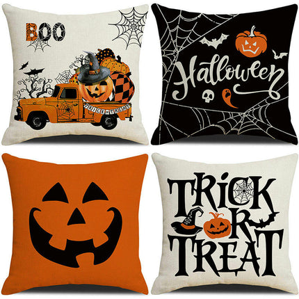 Decor Throw Pillow Cases Black Halloween Decorative Square Cushion Covers for Home Outdoor Sofa Couch Bed-A1