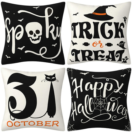 Decor Throw Pillow Cases Black Halloween Decorative Square Cushion Covers for Home Outdoor Sofa Couch Bed-A2