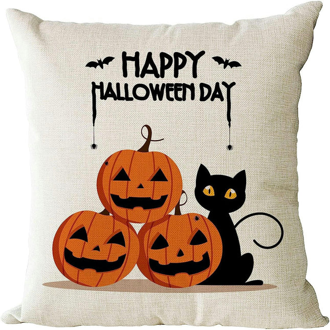 Halloween Letter Throw Pillow Covers Pumpkin Halloween Decor Pillows Cover Pillow Cases for Home-A