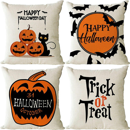 Halloween Letter Throw Pillow Covers Pumpkin Halloween Decor Pillows Cover Pillow Cases for Home-A