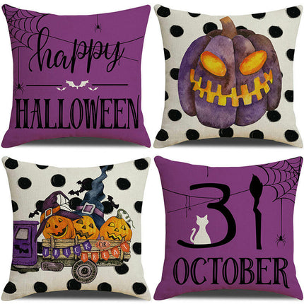 Throw Pillow Cases Purple Halloween Decorative Square Cushion Covers for Home Outdoor Sofa