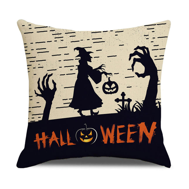 Halloween Letter Throw Pillow Covers Pumpkin Halloween Decor Pillows Cover Pillow Cases for Home-B