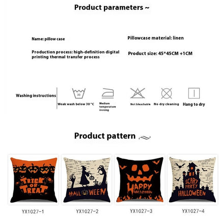 Halloween Letter Throw Pillow Covers Pumpkin Halloween Decor Pillows Cover Pillow Cases for Home-B