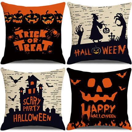 Halloween Letter Throw Pillow Covers Pumpkin Halloween Decor Pillows Cover Pillow Cases for Home-B