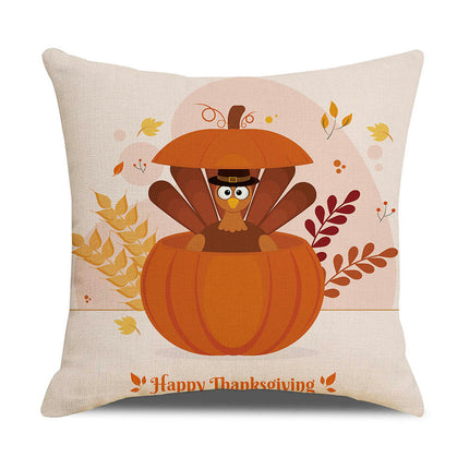 Throw Pillow Covers Thanksgiving Bed Sofa Pillow Case Cute Decorative Square Linen Cushion Cover