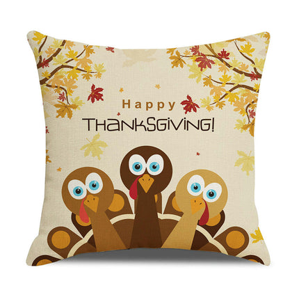 Throw Pillow Covers Thanksgiving Bed Sofa Pillow Case Cute Decorative Square Linen Cushion Cover