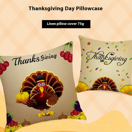 Throw Pillow Covers Thanksgiving Bed Sofa Pillow Case Cute Decorative Square Linen Cushion Cover