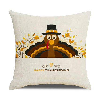 Throw Pillow Covers Thanksgiving Bed Sofa Pillow Case Cute Decorative Square Linen Cushion Cover