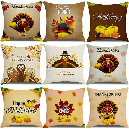 Throw Pillow Covers Thanksgiving Bed Sofa Pillow Case Cute Decorative Square Linen Cushion Cover